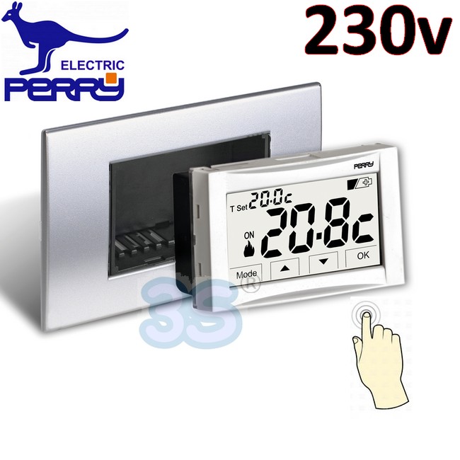 Perry 1TITE543 - Termostato digitale 230v da incasso touch screen MOON SOFT TOUCH