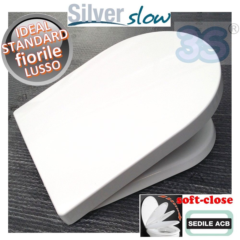 Sedile per wc FIORILE Lusso Ideal Standard chiusura rallentata SOFT CLOSE - ACB Ercos Silver Slow - BSTER1 SOFT