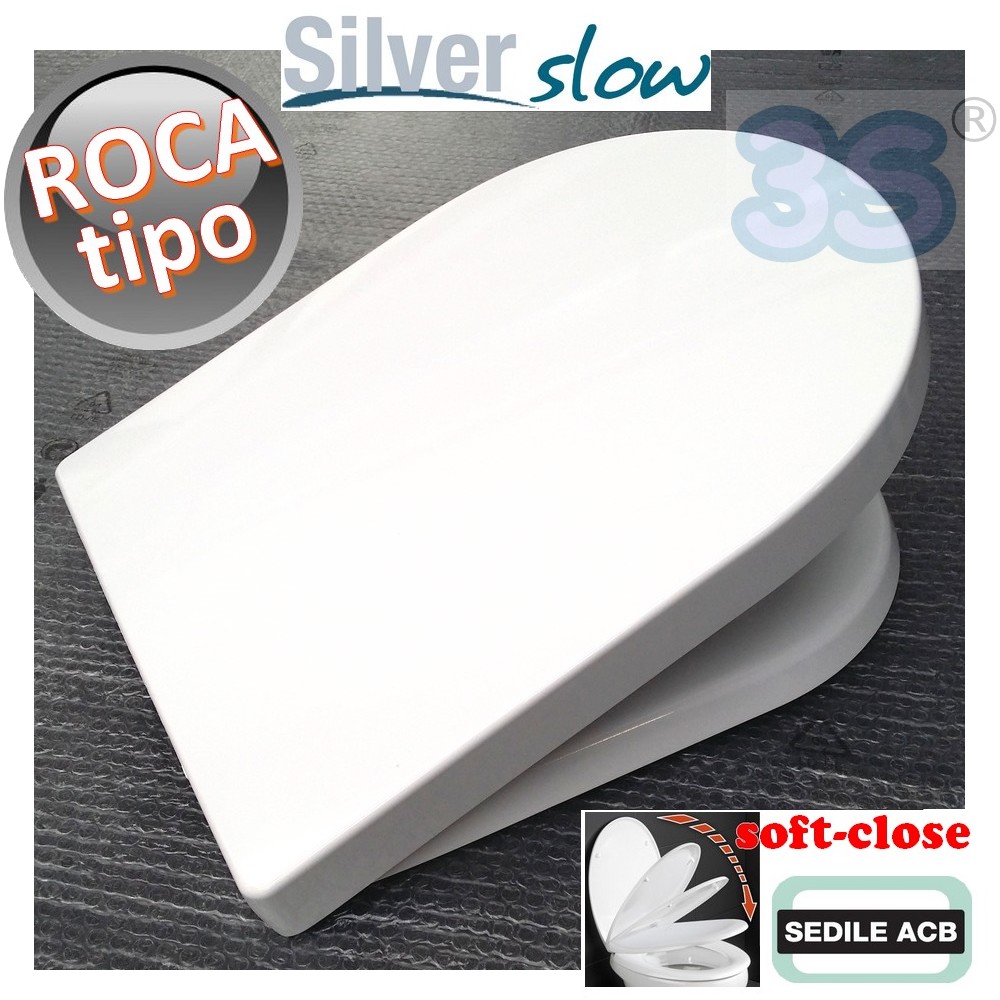 Sedile per wc a pavimento TIPO Roca chiusura rallentata SOFT CLOSE - ACB Ercos Silver Slow - BSTER1 SOFT