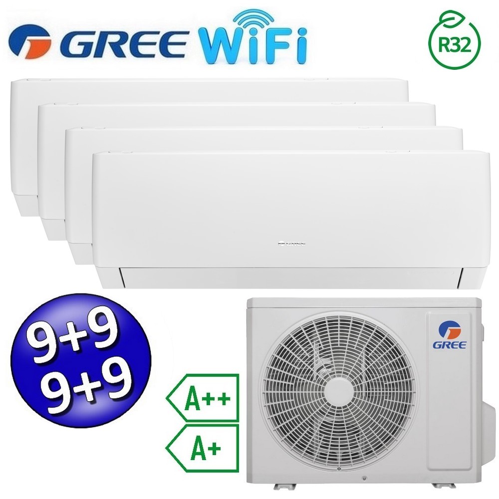 Climatizzatore inverter PULAR quadri split Wi-Fi 9+9+9+9 Btu GREE R32 classe A++/A+ PULARWQUADRI9999(28)