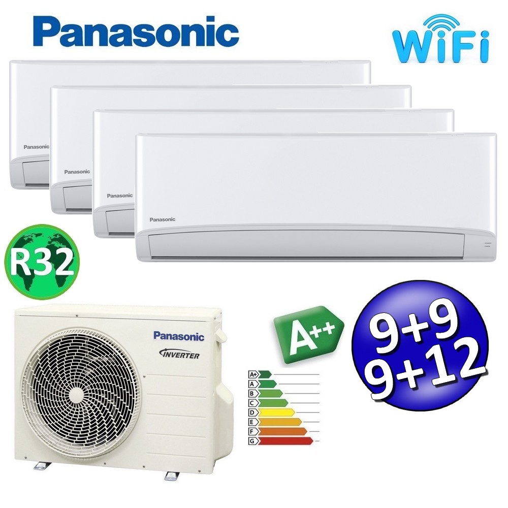 Climatizzatore quadri split serie TZ R32 Panasonic 9000+9000+9000+12000 btu A++ con WIFI - TZ-Z-R32-25252535(68)
