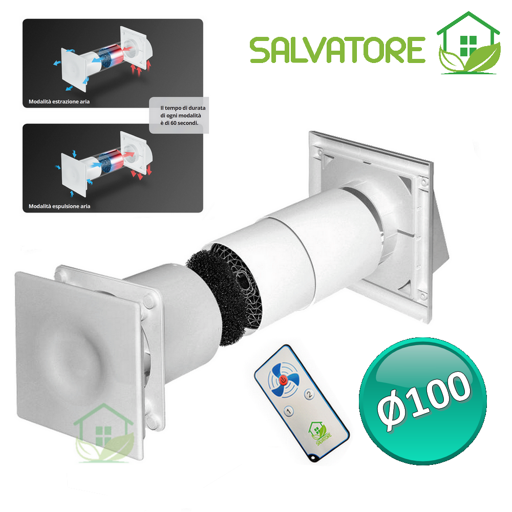 Recuperatore di calore monostanza con telecomando Ø100 - ventilazione meccanica controllata - Salvatore_product