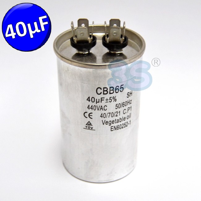 Condensatore di marcia metallico universale 40 µF - 440 Vac - 50/60 Hz - CM.40U
