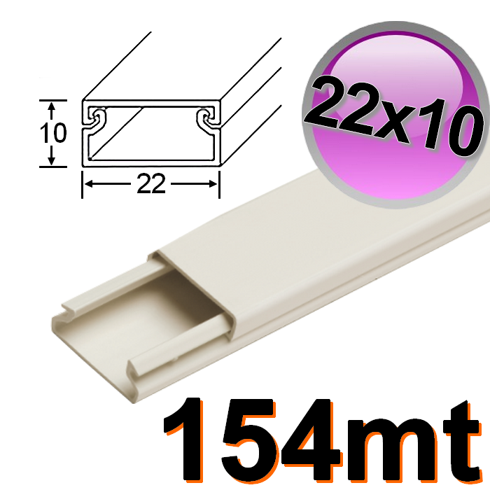 Canalina in PVC 22x10 mm - scatola da 154 mt