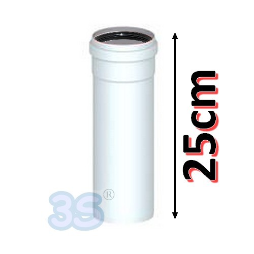 Tubo lineare cm 25 in PPH bianco Ø 80mm fumi caldaia condensazione