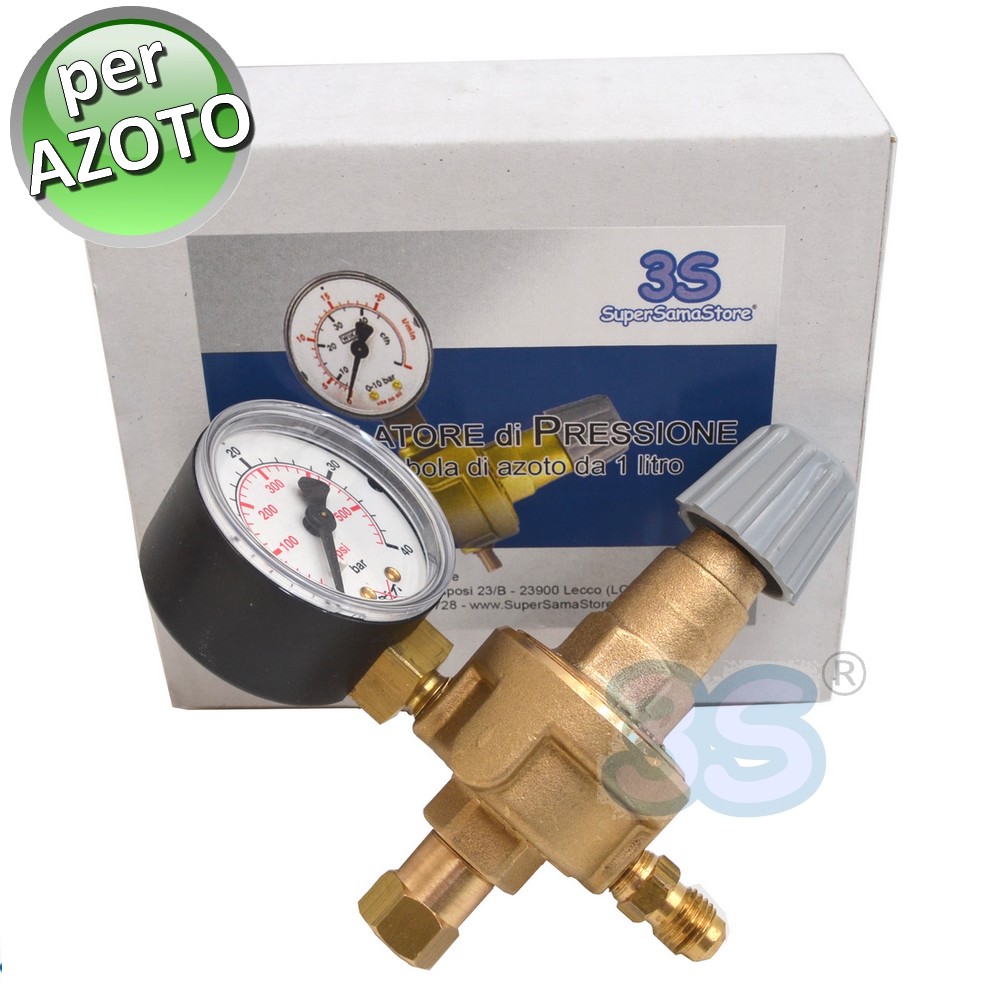 Riduttore regolatore di pressione per cartucce di azoto singolo manometro - MN1020.05