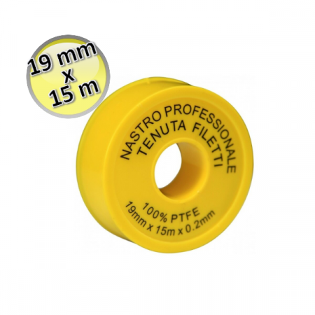 Nastro P.T.F.E. PROF. GIALLO 19mmx15m x 0,20mm - per filetti e giunzioni idrauliche