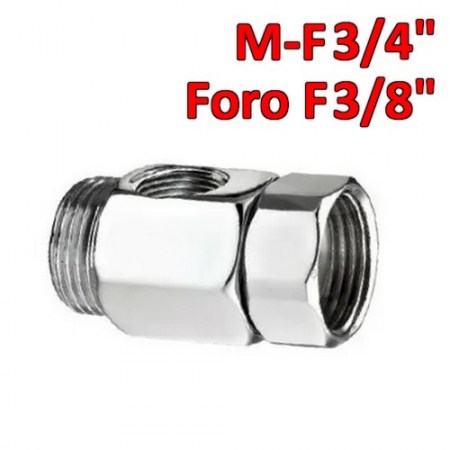 Prolunga retroguppo M-F 3/4″ foro F Ø3/8″ con calotta girevole in ottone cromato - 00630530CR