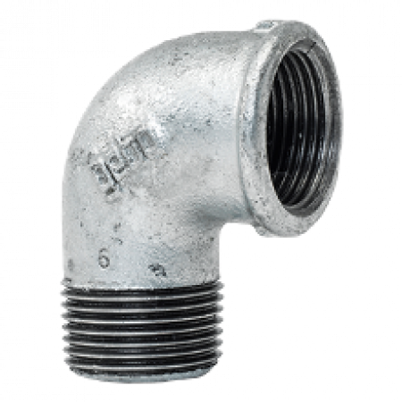 Gomito 1″ M-F 90° in ghisa malleabile zincato