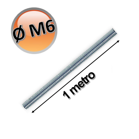 Barra filettata  da 1 metro di Ø M6 con zincatura elettrolitica