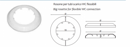 Rosone Øext. 150 mm per tubi scarico WC flessibili