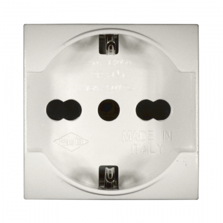 Presa Unel Bipasso Schuko bianco Compatibile con Living International / Light - Feb Elettrica