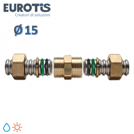 NIPPLO IN OTTONE SISTEMA A DOPPIO O-RING PER TUBI CSST STESSO DIAMETRO