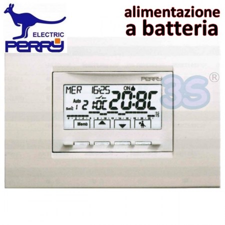 Perry 1CRCDS28 - Cronotermostato digitale a batteria da incasso serie NEXT