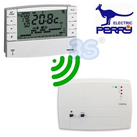 Perry 1TXCRTX05RX01 - Cronotermostato senza fili wireless con ricevitore onde radio