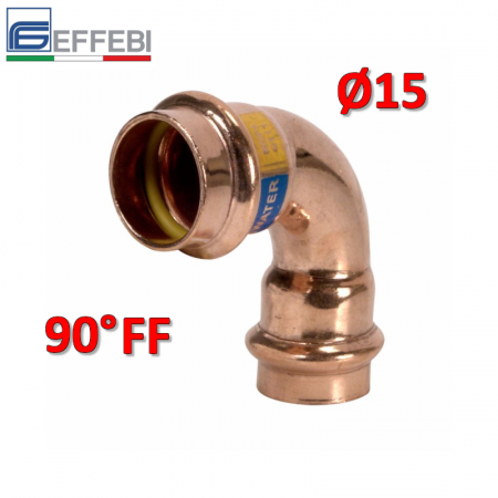 Raccordo a pressare rame - bronzo Ø15 mm MF curvo 90° gomito