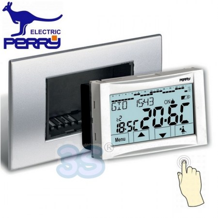 Perry 1CRCDS26 - Cronotermostato digitale 3V da incasso TOUCH SCREEN Moon Soft