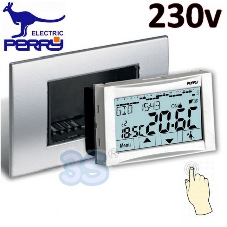 Perry 1CRCDS27 - Cronotermostato digitale 230v da incasso TOUCH SCREEN Moon Soft