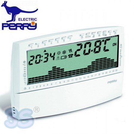 Perry 1CRCR018BS - Cronotermostato settimanale digitale da parete serie UP & DOWN bianco