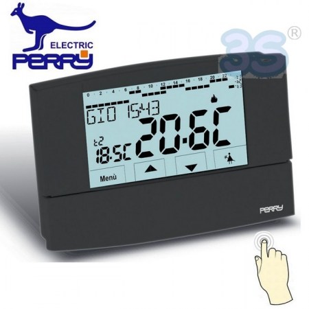 Perry 1CRCR026A - Cronotermostato settimanale Zefiro TOUCH SCREEN antracite da parete