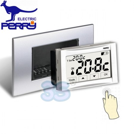 Perry 1TITE542 - Termostato digitale da incasso touch screen bianco MOON SOFT TOUCH