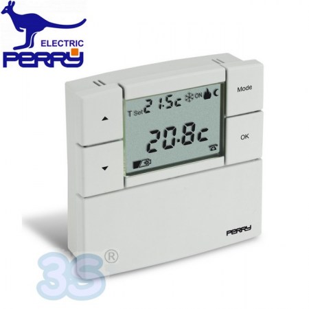 Perry 1TPTE530B - Termostato digitale LCD Zefiro da parete bianco