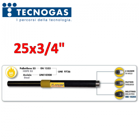 Tecnogiunto rettilineo filettato rivestito a saldare  25 x 3/4″