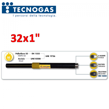 Tecnogiunto rettilineo filettato rivestito a saldare  32 x 1″