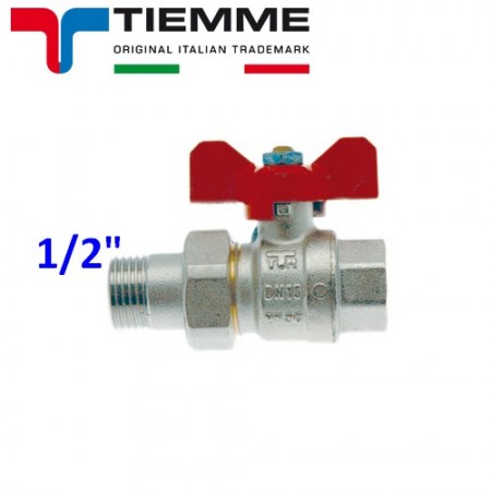 VALVOLA A SFERA PER ACQUA ATTACCO FEMMINA-BOCCHETTONE 1/2 MANIGLIA A FARFALLA - TIEMME