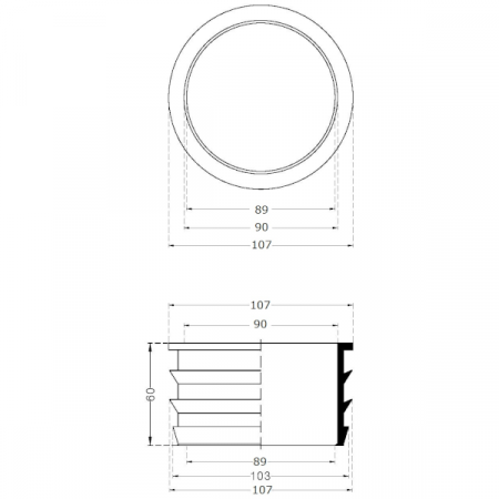 Riduzione in gomma nera mm.90x110