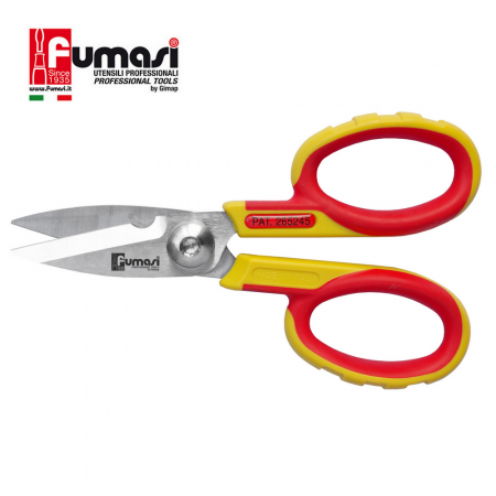 FORBICI PER ELETTRICISTA CON LAME MICRODENTATE CON DUREZZA HRC 58 - 60 E MANICO ERGONOMICO