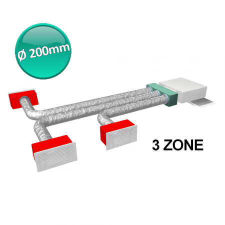 Kit completo accessori per impianto canalizzato a 3 zone Ø 200 mm