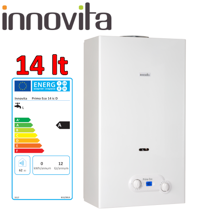 INNOVITA PRIMO ECO 14 ic D - Scaldabagno istantaneo 14 L. Low NOx a gas a camera aperta - accensione ionizzata - Metano