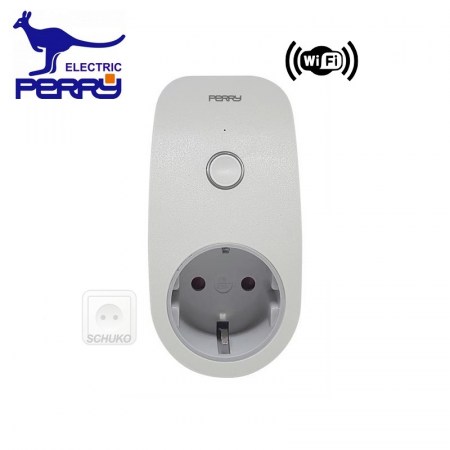 Perry 1IO0057WFD - Interruttore orario, presa spina Wi-Fi con attacco schuko