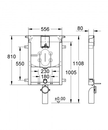 Modulo UNISET per vaso sospeso con cassetta da 80 mm - SCHEMI