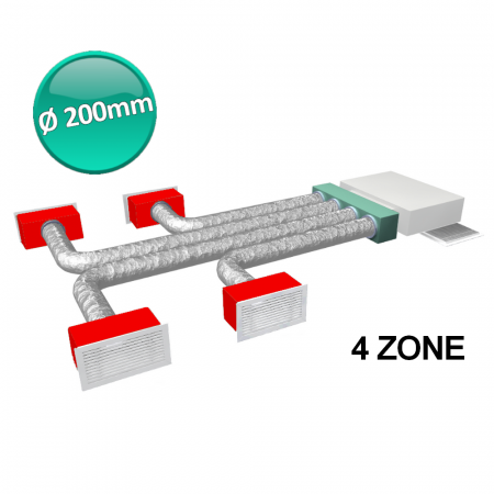 Kit completo accessori per impianto canalizzato a 4 zone Ø 200 mm