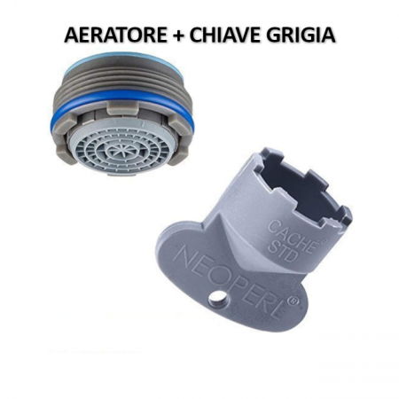 NEOPERL AERATORE CACHE CASCADE SLC STD/M24X1 + CHIAVE GRIGIA