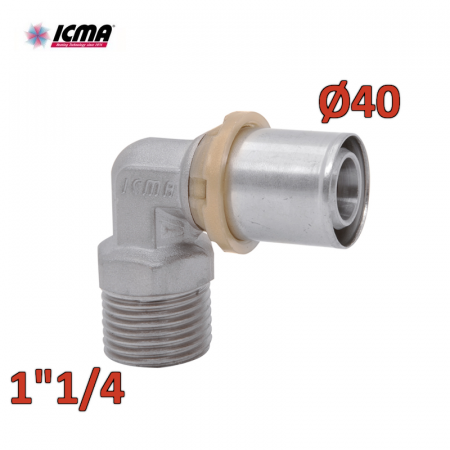 ICMA 404 - Raccordo a pressare SEMPITER® curvo maschio 1″1/4 x Ø40