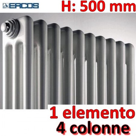 Radiatore tubolare bianco in acciaio 4 colonne - H 500 mm - Comby Ercos - ATCOMS90104500