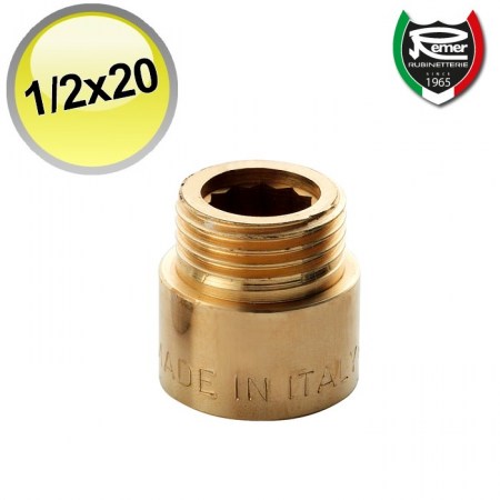 Prolunga in ottone, attacco 1/2x20 mm