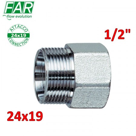 5060 - Niplex raccordo dritto femmina cromo opaco 1/2″ x 24x19 - FAR