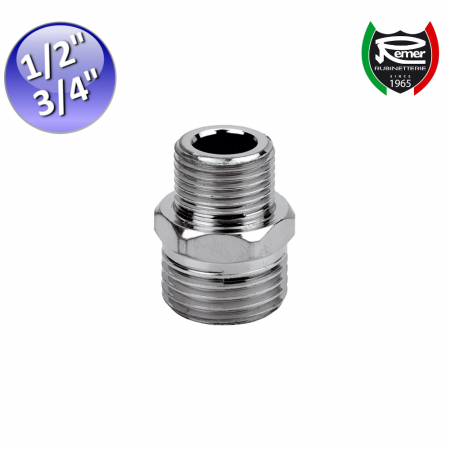 Niples ridotto cromato MM da 1/2″ x 3/4″ - in ottone