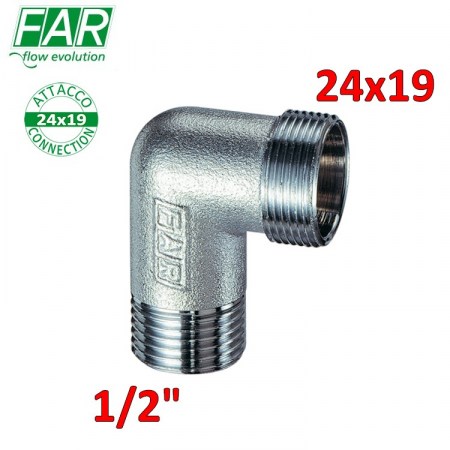 5260 - Gomito maschio cromo opaco 1/2' x 24x19 - FAR