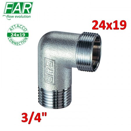 5260 - Gomito maschio cromo opaco 3/4' x 24x19 - FAR