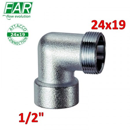 5310 - gomito cromo opaco femmina 1/2″ x maschio 24x19 - FAR