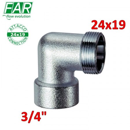 5310 - gomito cromo opaco femmina 3/4″ x maschio 24x19 - FAR