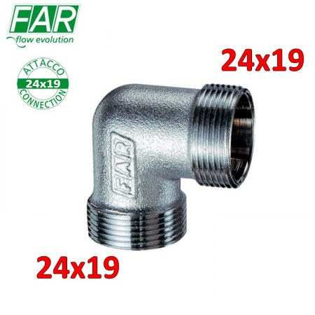 5360 - Gomito doppio monocono 24x19 x 24x19 cromo opaco - FAR