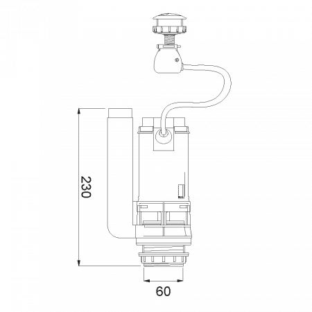 valvola di scarico 550 per cassette wc monoblocco - dimensioni