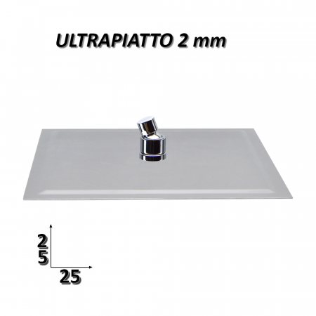 Soffione doccia quadrato 25x25 cm in acciaio inox ultraslim