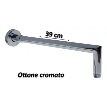 Braccio doccia rotondo in ottone lunghezza 39 cm